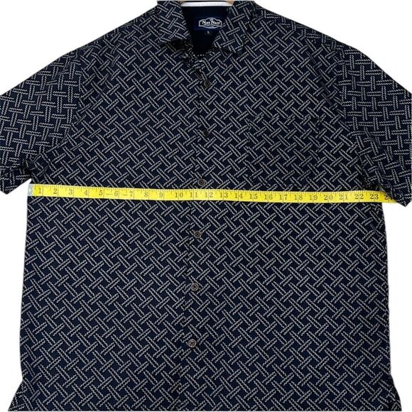 Nat Nast Silk Blend Navy Patterned Short Sleeve Button Up Shirt Mens Size L - Picture 8 of 8